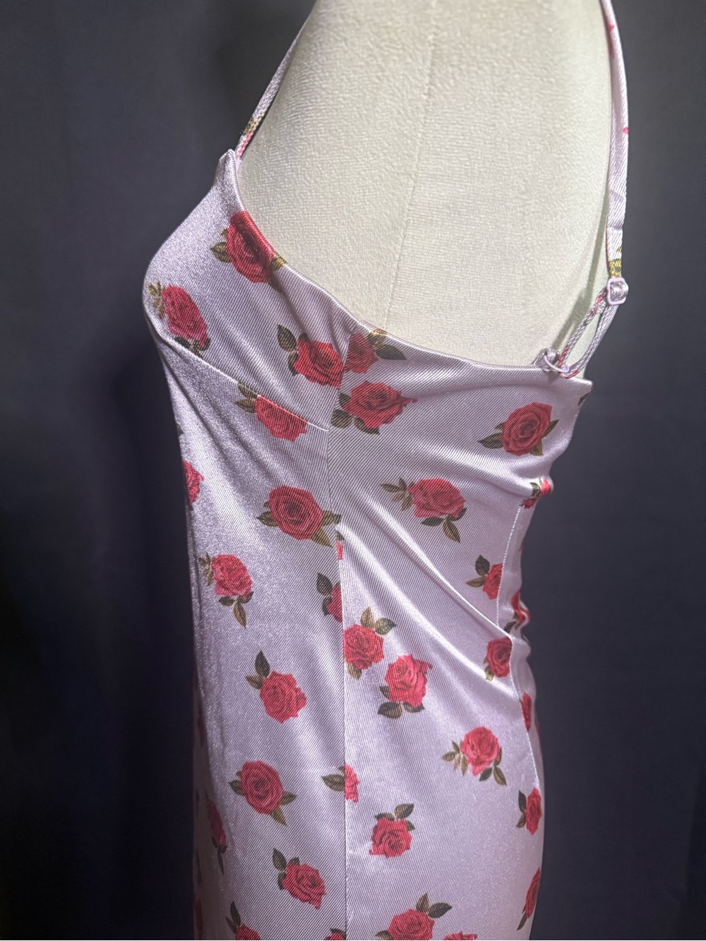 Urban Outfitters Rose Print Satin Slip Dress Romantic - Picture 2 of 6
